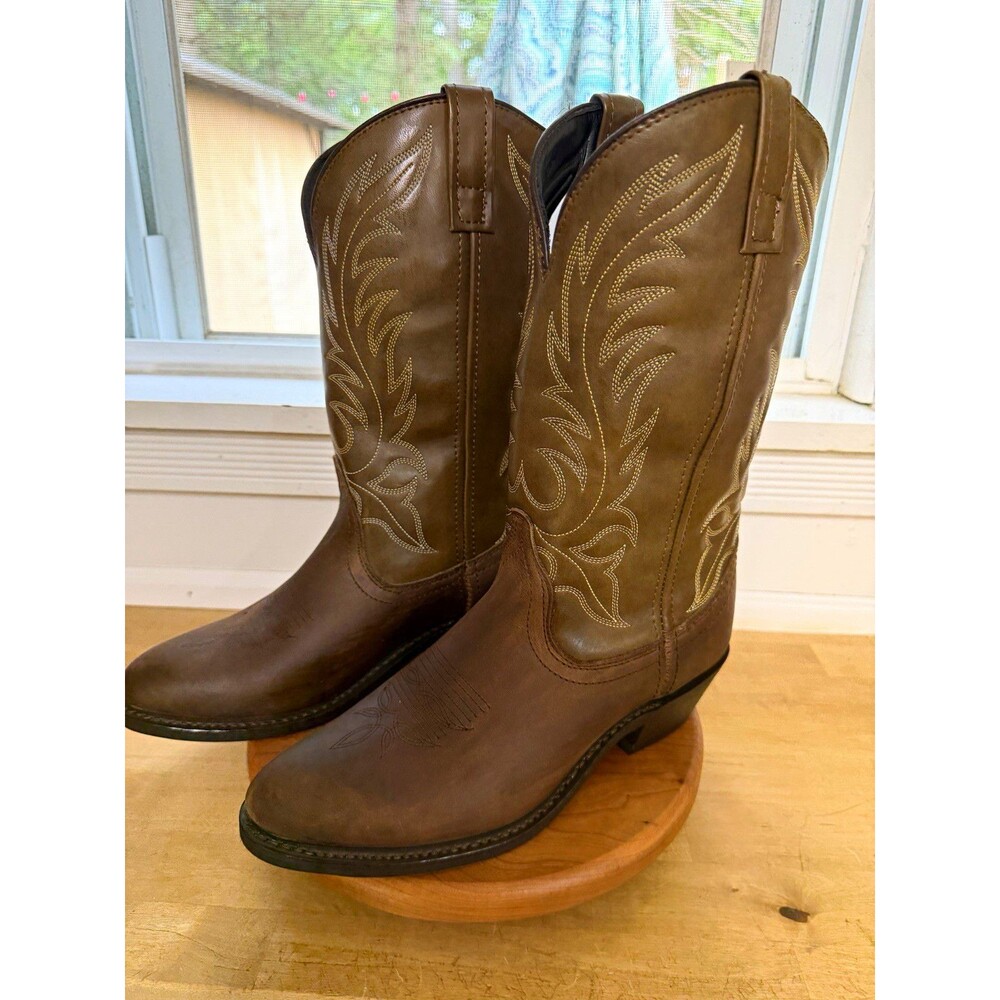 Laredo Women’s Brown Leather Western Cowboy Boots Pull-On 5742 Size 7.5M